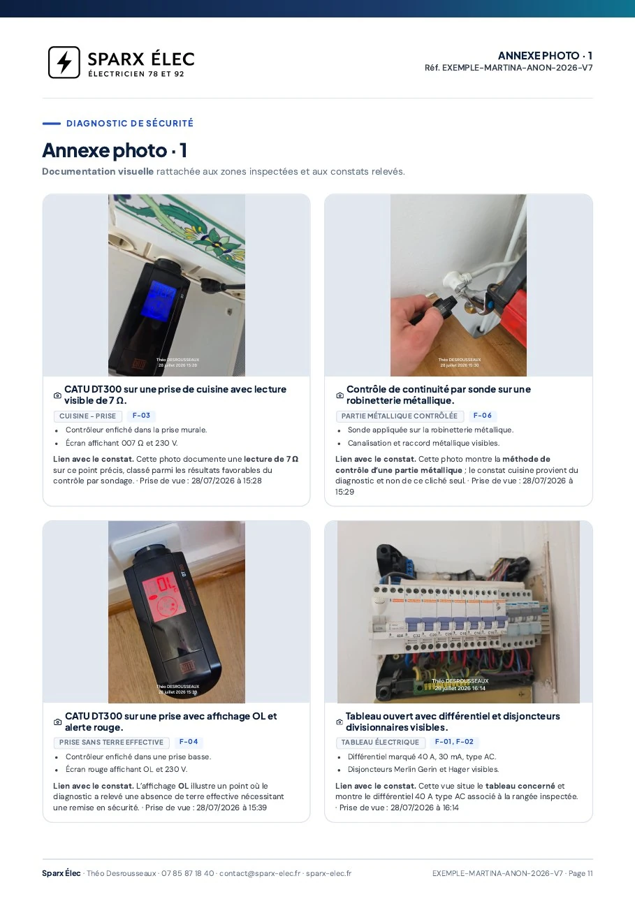 Rapport de diagnostic électrique, page 11 sur 14 : Annexe photographique 1 sur 3
