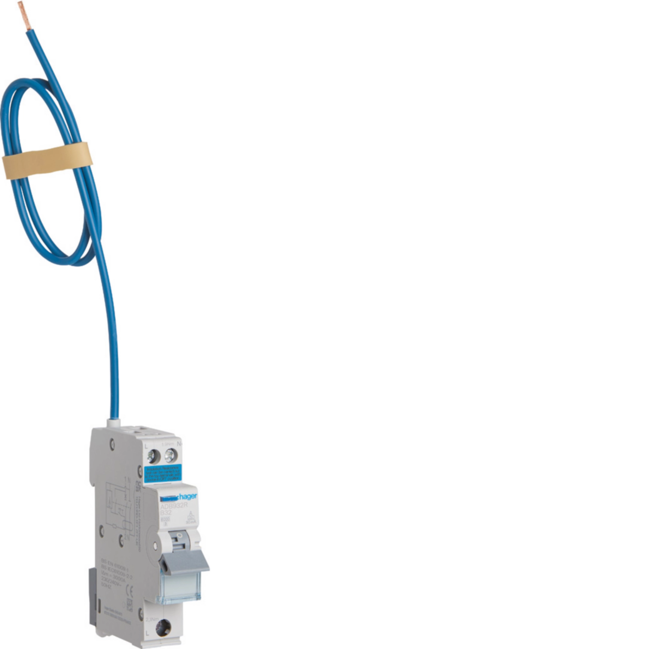 Hager ADB932R B32 Type A RCBO for the UK market