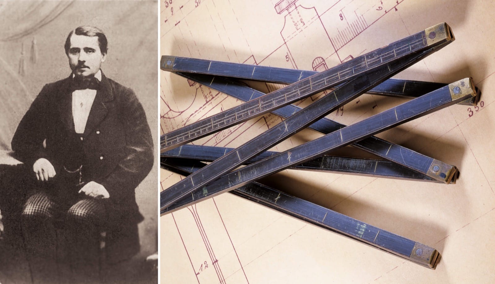Metri pieghevoli in legno fabbricati dai fratelli Ullrich a Maikammer dal 1865