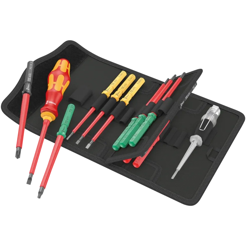 Kit Wera Kraftform Kompakt VDE 16 aperto con manico portalama e lame isolate
