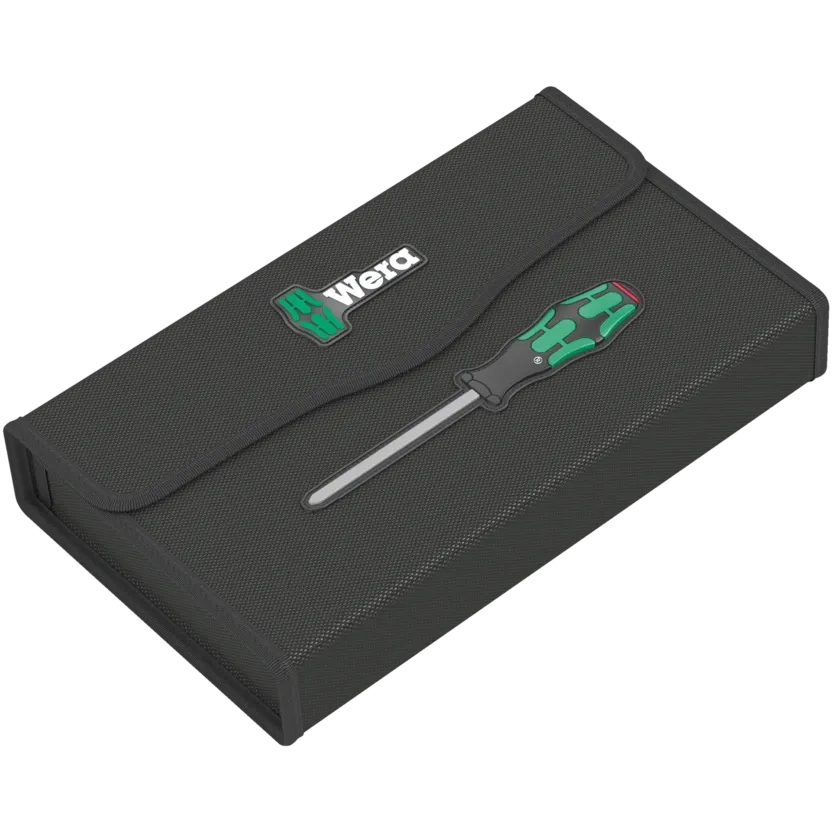 Set Wera Kraftform di sette cacciaviti fissi in una custodia in tessuto aperta