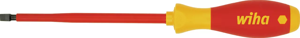 Cacciavite Wiha SoftFinish electric a taglio con lama isolata rossa e manico rosso giallo