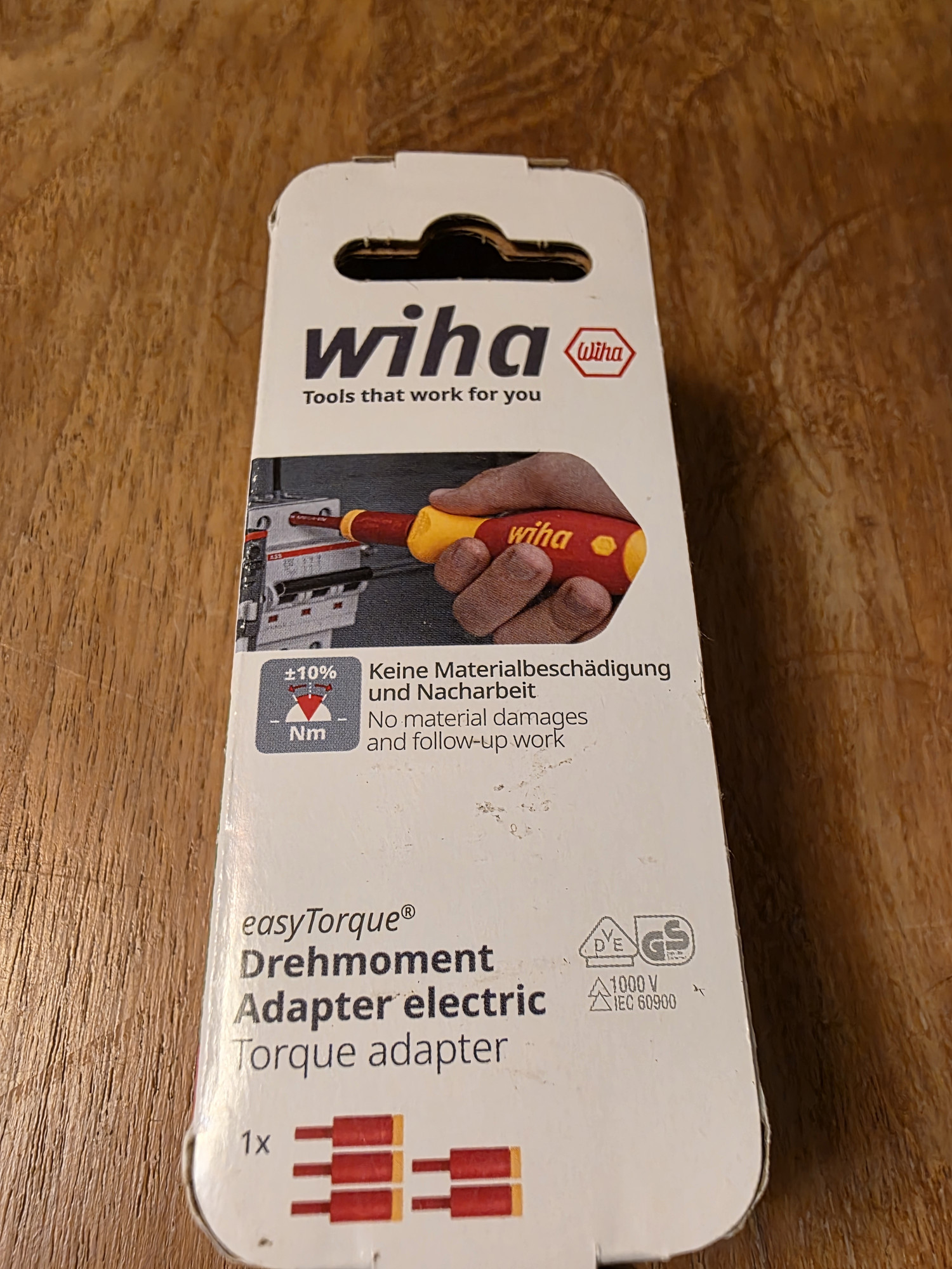 Confezione Wiha easyTorque con illustrazioni degli adattatori dinamometrici
